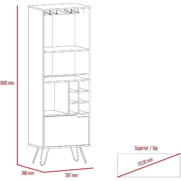 Vegas Grey Melamine Tall Drinks Cabinet with Hairpin Legs - The Furniture Mega Store 