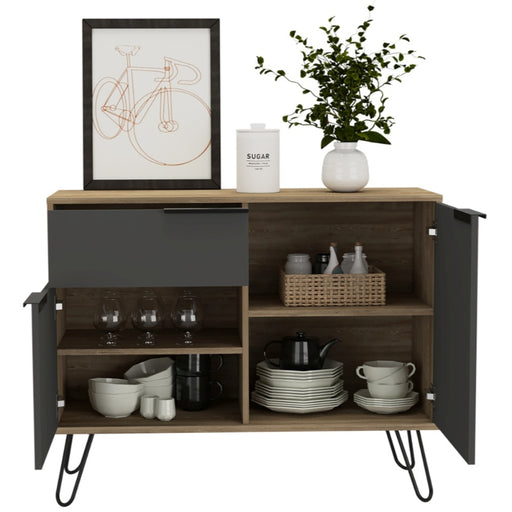 Vegas Grey Melamine Small Sideboard with Hairpin Legs - The Furniture Mega Store 