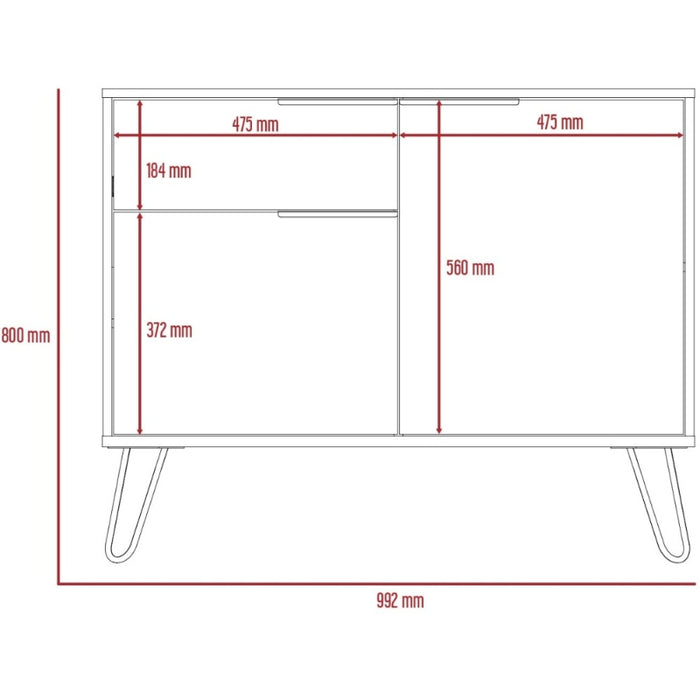 Vegas Grey Melamine Small Sideboard with Hairpin Legs - The Furniture Mega Store 