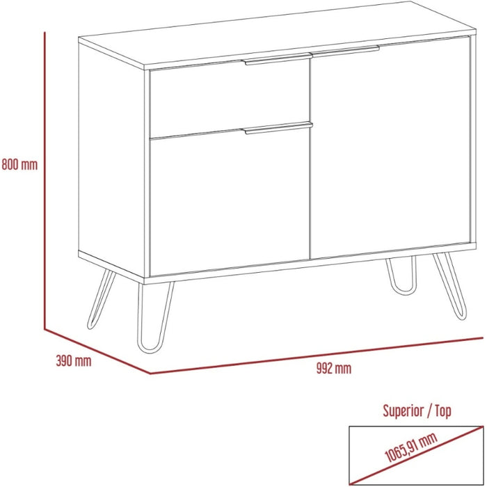 Vegas Grey Melamine Small Sideboard with Hairpin Legs - The Furniture Mega Store 