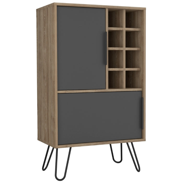 Vegas Grey Melamine Drinks Cabinet with Hairpin Legs - The Furniture Mega Store 