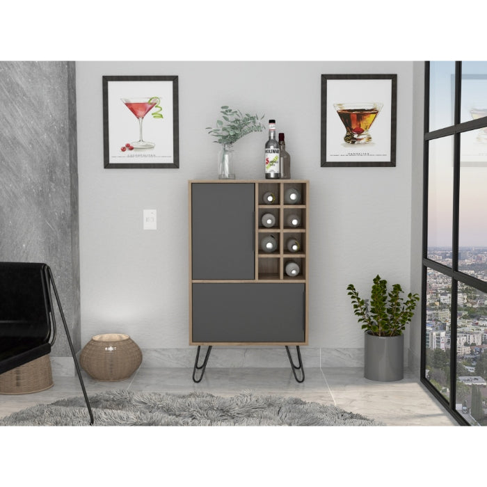 Vegas Grey Melamine Drinks Cabinet with Hairpin Legs - The Furniture Mega Store 