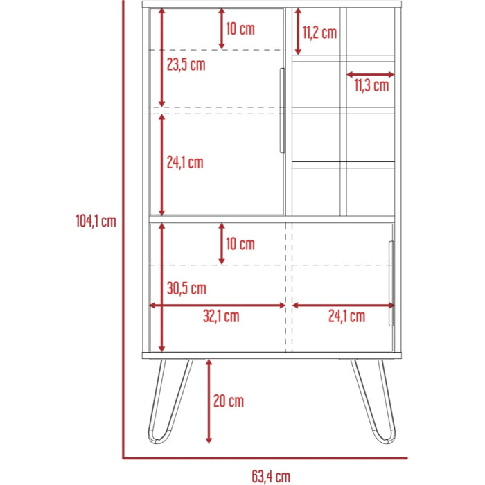 Vegas Grey Melamine Drinks Cabinet with Hairpin Legs - The Furniture Mega Store 