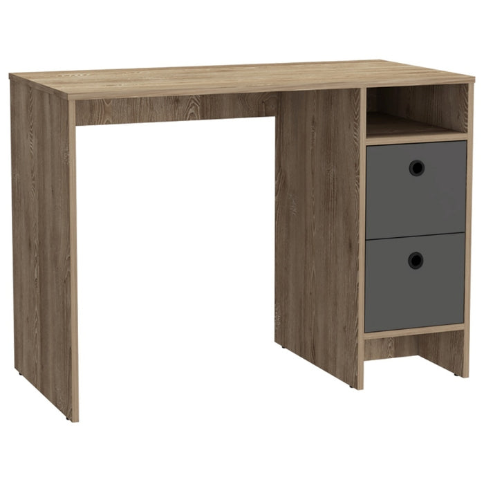 Vegas Grey Melamine Office Desk with 2 Drawers - The Furniture Mega Store 