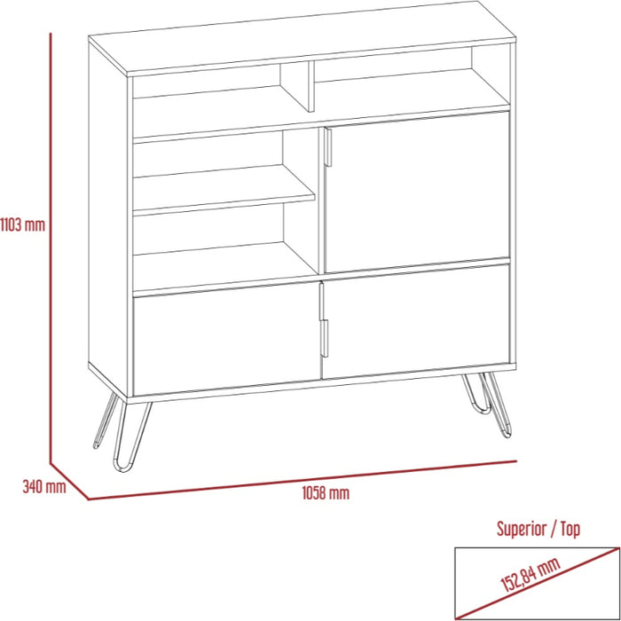 Vegas Grey Melamine Medium Sideboard with Hairpin Legs - The Furniture Mega Store 