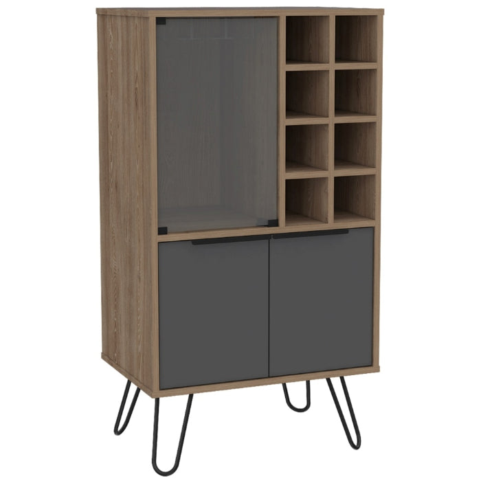 Vegas Grey Melamine Wine Cabinet with Hairpin Legs - The Furniture Mega Store 