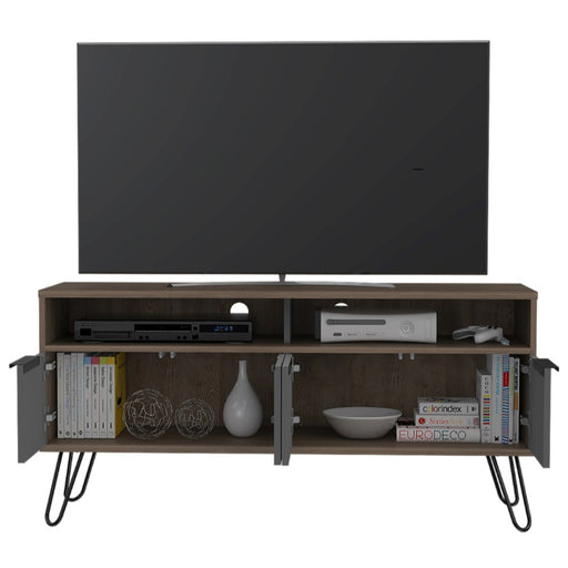 Vegas Grey Melamine Wide TV Unit with Hairpin Legs - The Furniture Mega Store 