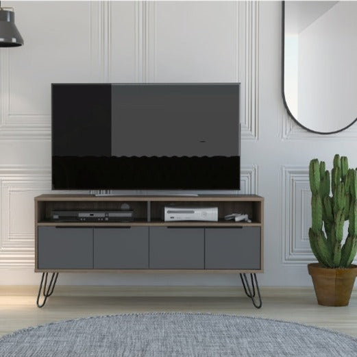 Vegas Grey Melamine Wide TV Unit with Hairpin Legs - The Furniture Mega Store 