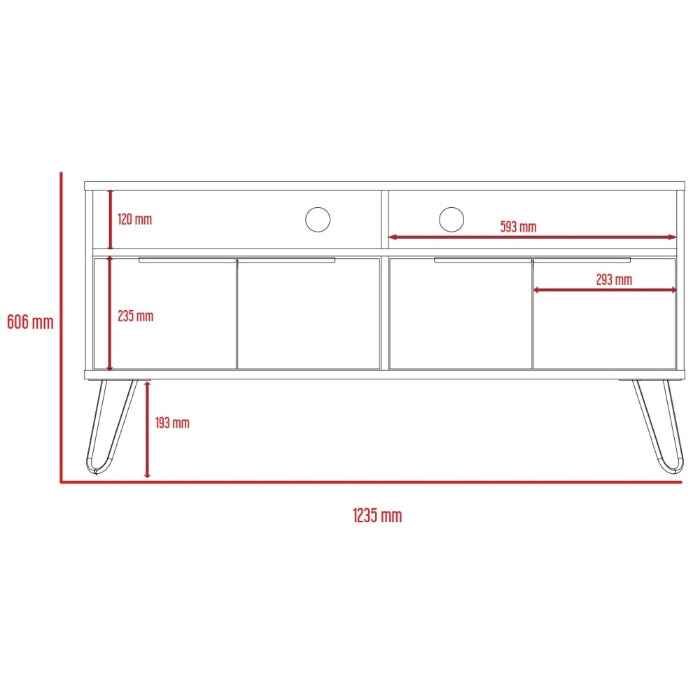 Vegas Grey Melamine Wide TV Unit with Hairpin Legs - The Furniture Mega Store 