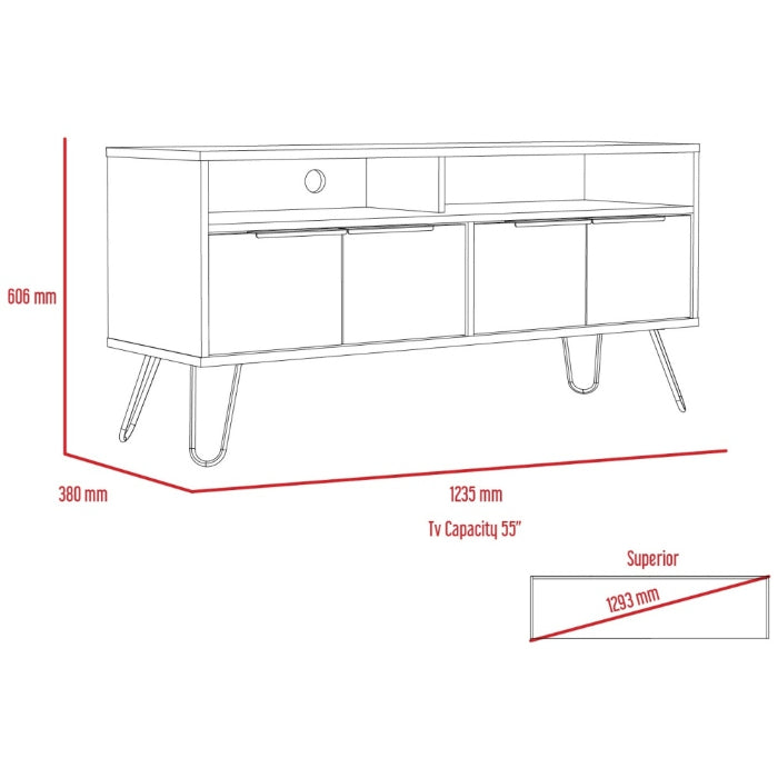 Vegas Grey Melamine Wide TV Unit with Hairpin Legs - The Furniture Mega Store 