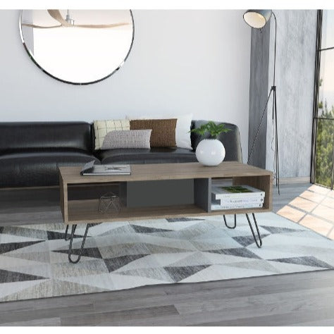 Vegas Grey Melamine Coffee Table with Hairpin Legs - The Furniture Mega Store 