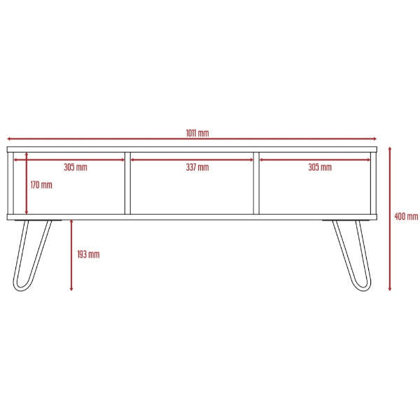 Vegas Grey Melamine Coffee Table with Hairpin Legs - The Furniture Mega Store 