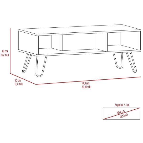 Vegas Grey Melamine Coffee Table with Hairpin Legs - The Furniture Mega Store 