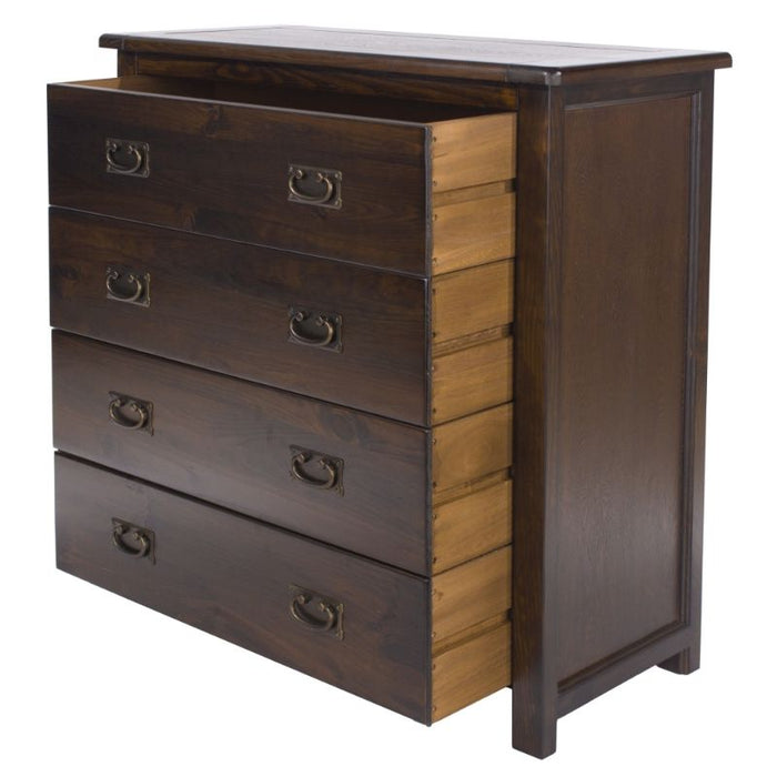 Boston Dark Wood 4 Drawer Chest - The Furniture Mega Store 