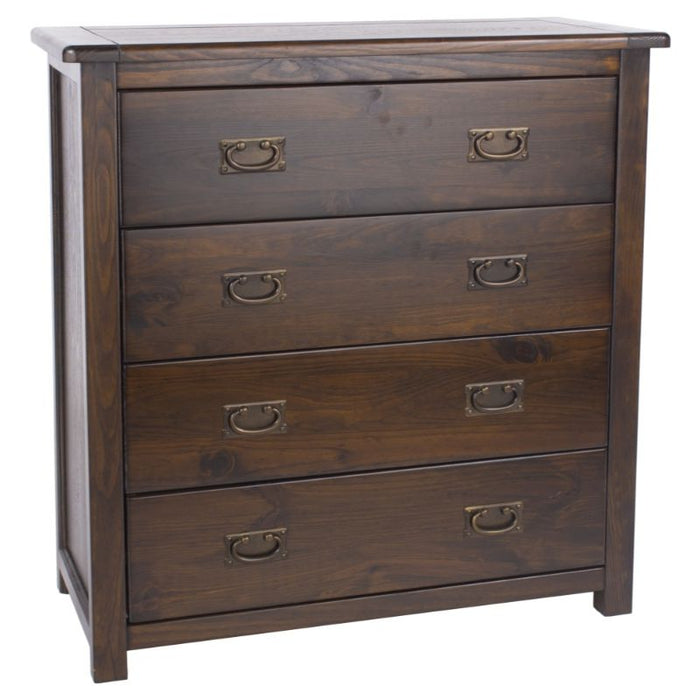 Boston Dark Wood 4 Drawer Chest - The Furniture Mega Store 