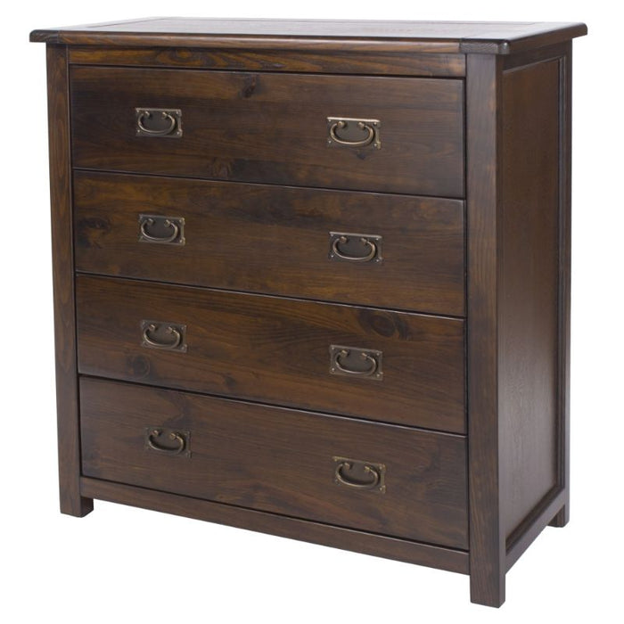 Boston Dark Wood 4 Drawer Chest - The Furniture Mega Store 