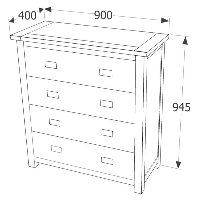 Boston Dark Wood 4 Drawer Chest - The Furniture Mega Store 