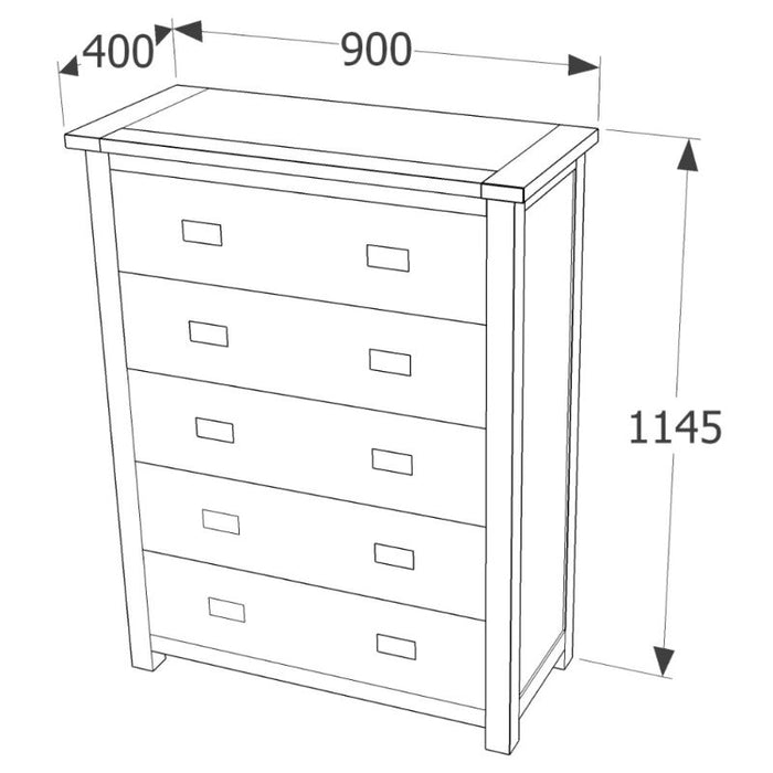 Boston Dark Wood 5 Drawer Chest - The Furniture Mega Store 