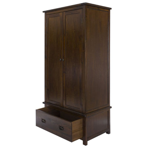 Boston Dark Wood 90cm Combi Wardrobe - The Furniture Mega Store 