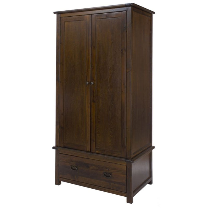 Boston Dark Wood 90cm Combi Wardrobe - The Furniture Mega Store 