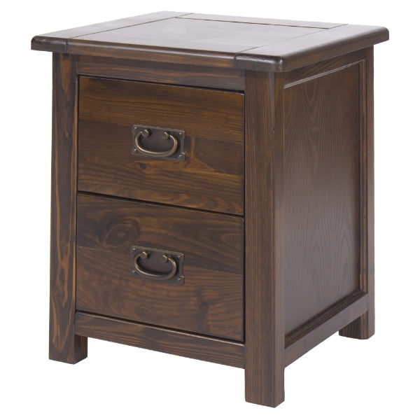 Boston Dark Wood Bedside Cabinet - The Furniture Mega Store 