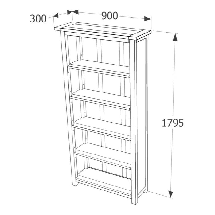 Boston Dark Wood Tall Bookcase - The Furniture Mega Store 