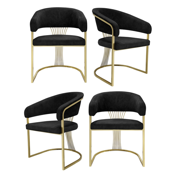 Portia Black & Gold Frame Dining Chairs - Sold In Pairs - The Furniture Mega Store 