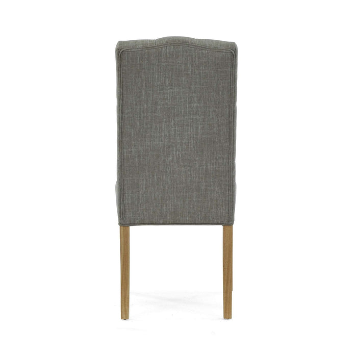 Barnham Oak & Grey Fabric Button Back Upholstered Dining Chair - Sold In Pairs - The Furniture Mega Store 