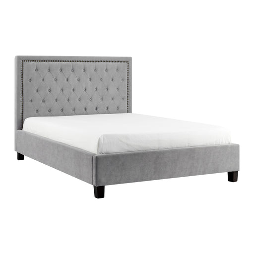 Grove Buttoned 4'6 Double Bed - Light Grey - The Furniture Mega Store 