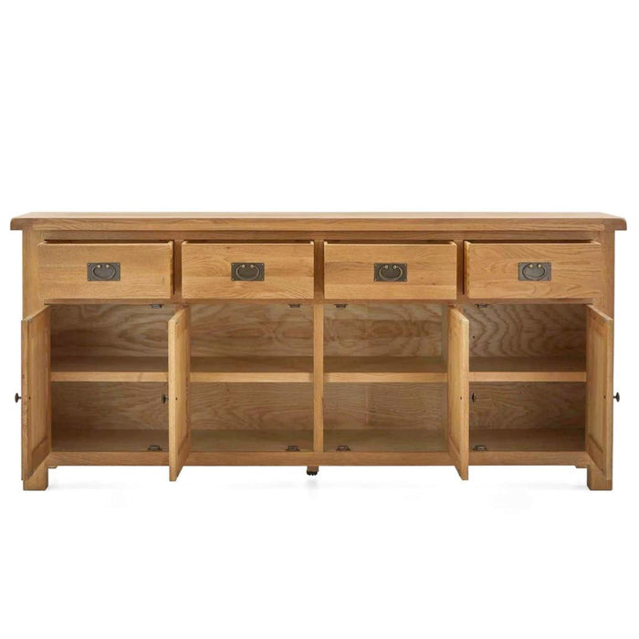 Sailsbury Solid Oak 4 Door 4 Drawer Extra Large Sideboard - 191cm - The Furniture Mega Store 