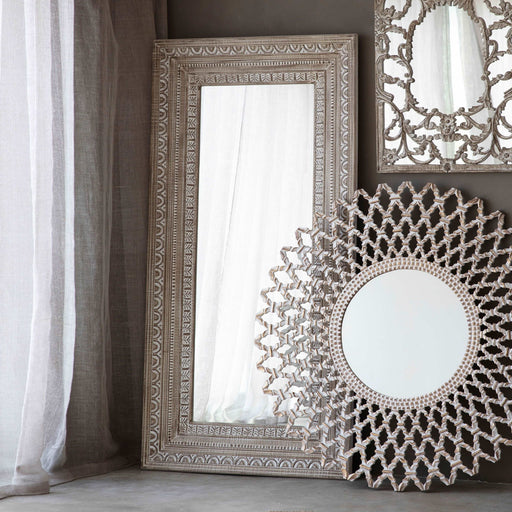 Agara Carved Detail Large Leaner Mirror - The Furniture Mega Store