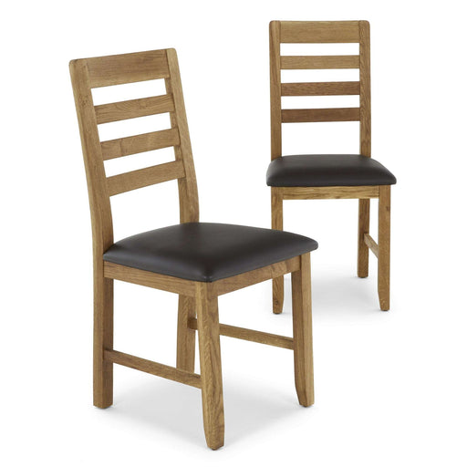 Bakerloo Brown Faux Leather & Oak Ladder Back Dining Chair (Sold In Pairs) - The Furniture Mega Store 