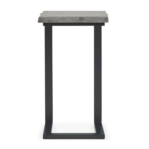 Dalston Grey Oak Side Table, Live Edge Top with Industrial Style Black Metal Legs - The Furniture Mega Store 