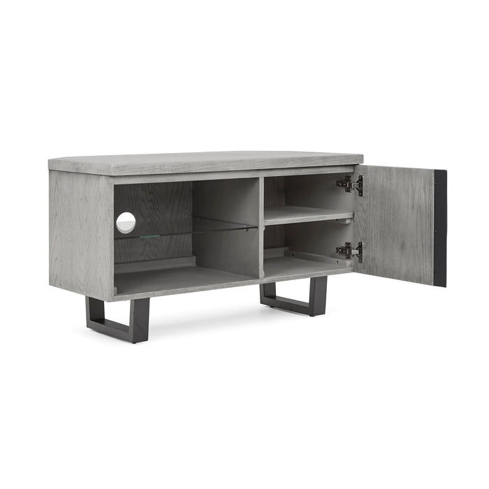 Dalston Grey Oak Corner TV Unit, 90cm with Storage for Television Upto 32in Plasma - The Furniture Mega Store 