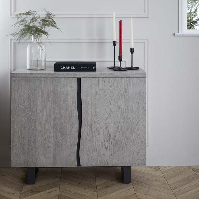 Dalston Grey Oak 90cm Small Sideboard with 2 Doors - The Furniture Mega Store 