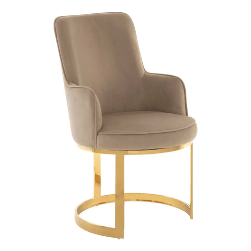 Eliza Gold Finish & Beige Velvet Dining Chairs {Set Of 2} - The Furniture Mega Store 