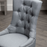 Richmond Grey Fabric Button Tufted Dining Chairs - Sold In Pairs - The Furniture Mega Store 