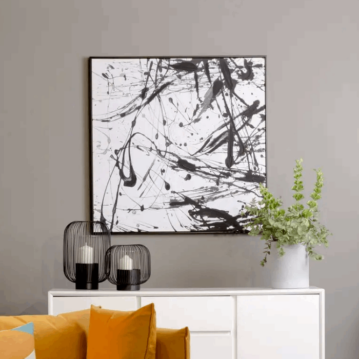 Astratto Black & White Oil Paint Wall Art - The Furniture Mega Store 