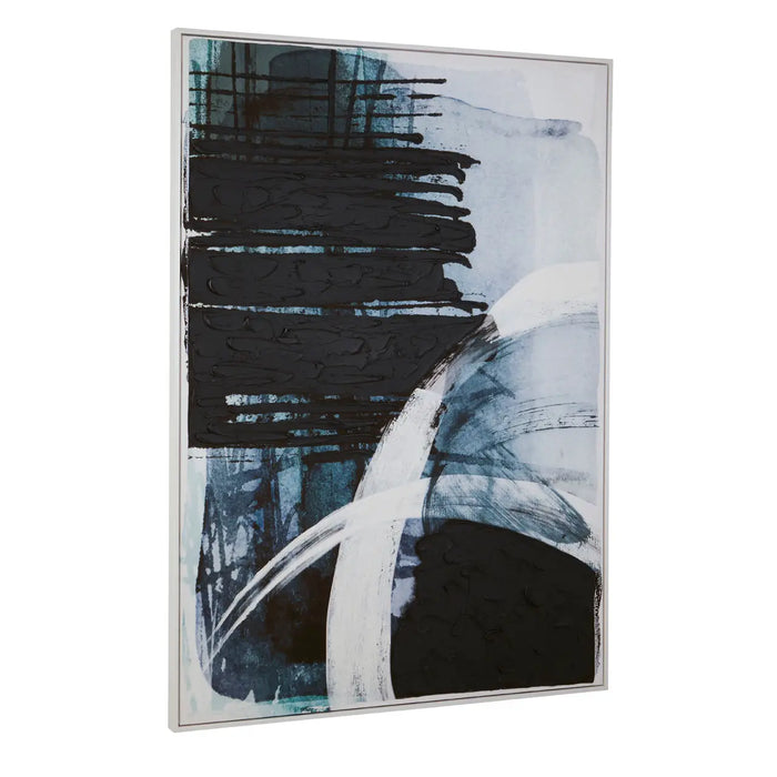 Astratto Abstract Blue & Black Wall Art - The Furniture Mega Store 