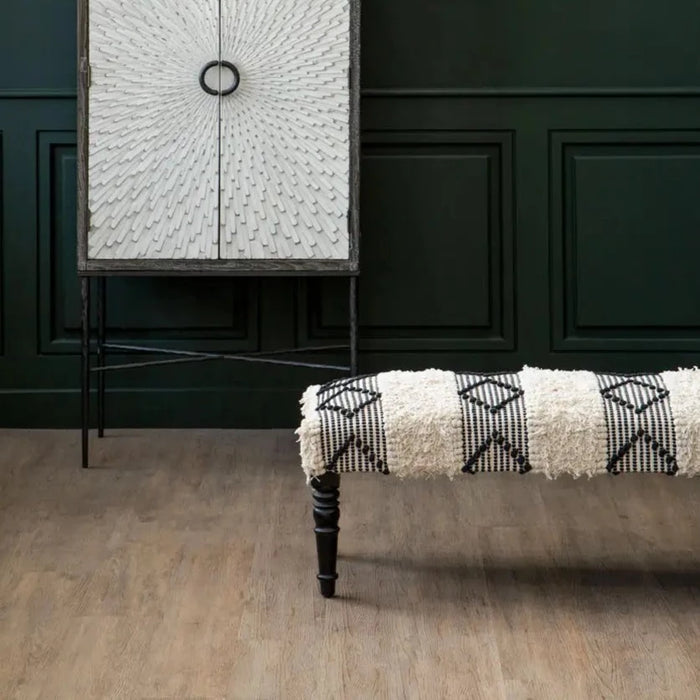 Black & White Boho Moroccan Bench Seat - 120cm - The Furniture Mega Store 