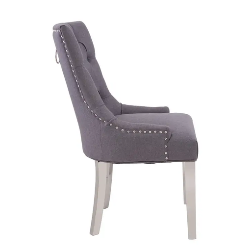Richmond Grey Fabric Button Tufted Dining Chairs - Sold In Pairs - The Furniture Mega Store 