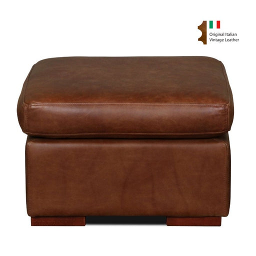 Vintage Leather Square Footstool - 60cm X 60cm - Choice Of Leathers & Feet - The Furniture Mega Store 