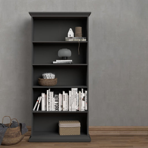 Parisian Tall Bookcase in Matt Grey - The Furniture Mega Store 