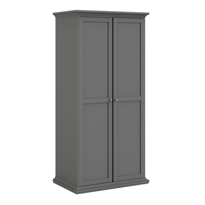 Parisian Package - Bedside 2 Drawers + Chest of 4 Drawers + 2 Door Wardrobe - Matt Grey - The Furniture Mega Store 