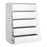 Naia Package - White High Gloss + 3 Drawer Bedside + Chest of 5 Drawers + 2 door 1 drawer Wardrobe - The Furniture Mega Store 