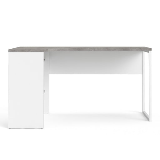 Corner Desk 2 Drawers in White and Grey - The Furniture Mega Store 