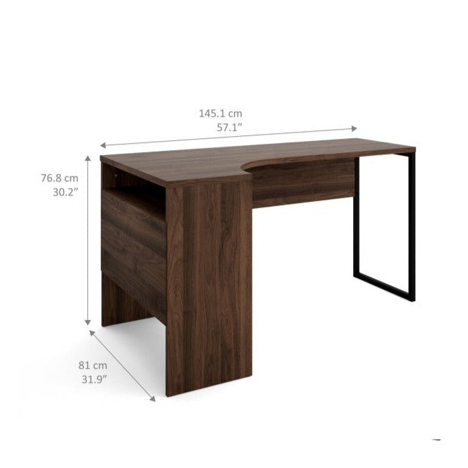 Corner Desk 2 Drawers in Walnut - The Furniture Mega Store 