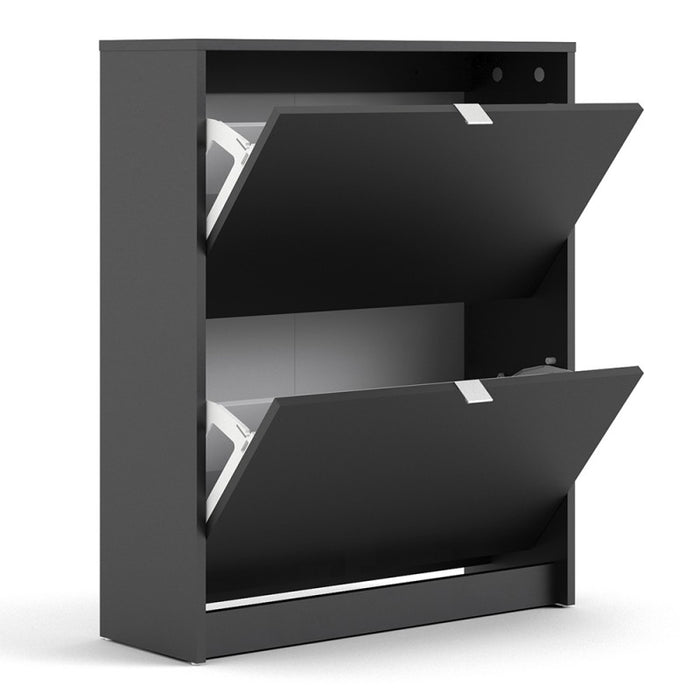 Shoe Cabinet 2 Compartments in Black - The Furniture Mega Store 