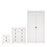 Barcelona - Bedside Table 2 drawers +  3+2 Drawer Chest + 2 Door Wardrobe - White - The Furniture Mega Store 
