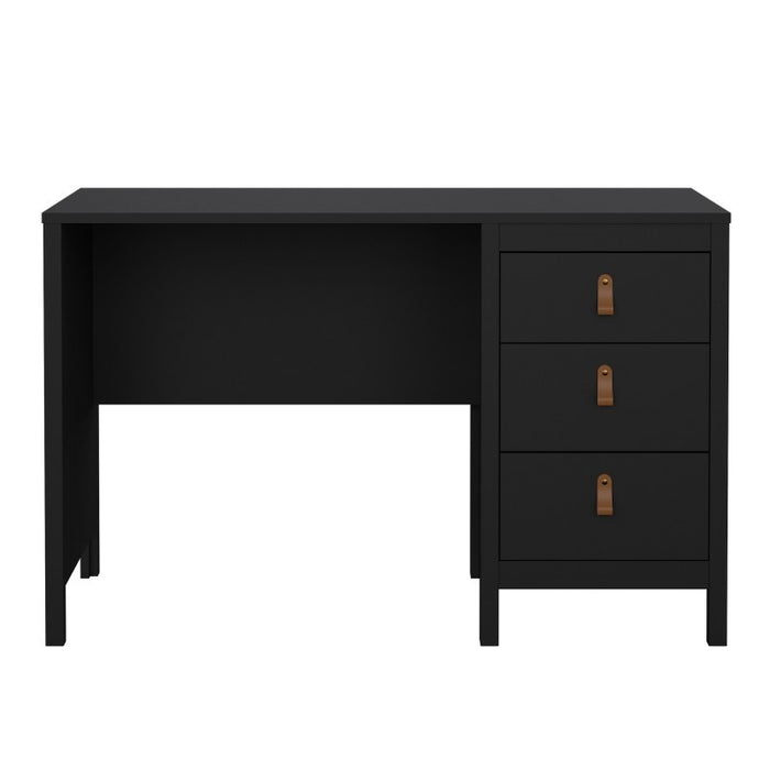 Barcelona 3 Drawer Desk - Matt Black - The Furniture Mega Store 